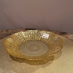 Vietri Rufolo Gold Small Glass Shallow Bowl